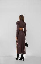 Tie Detail Burgundy Crop Leather Jacket