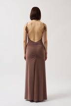 Tie Detail Cowl Neck Maxi Mink Dress