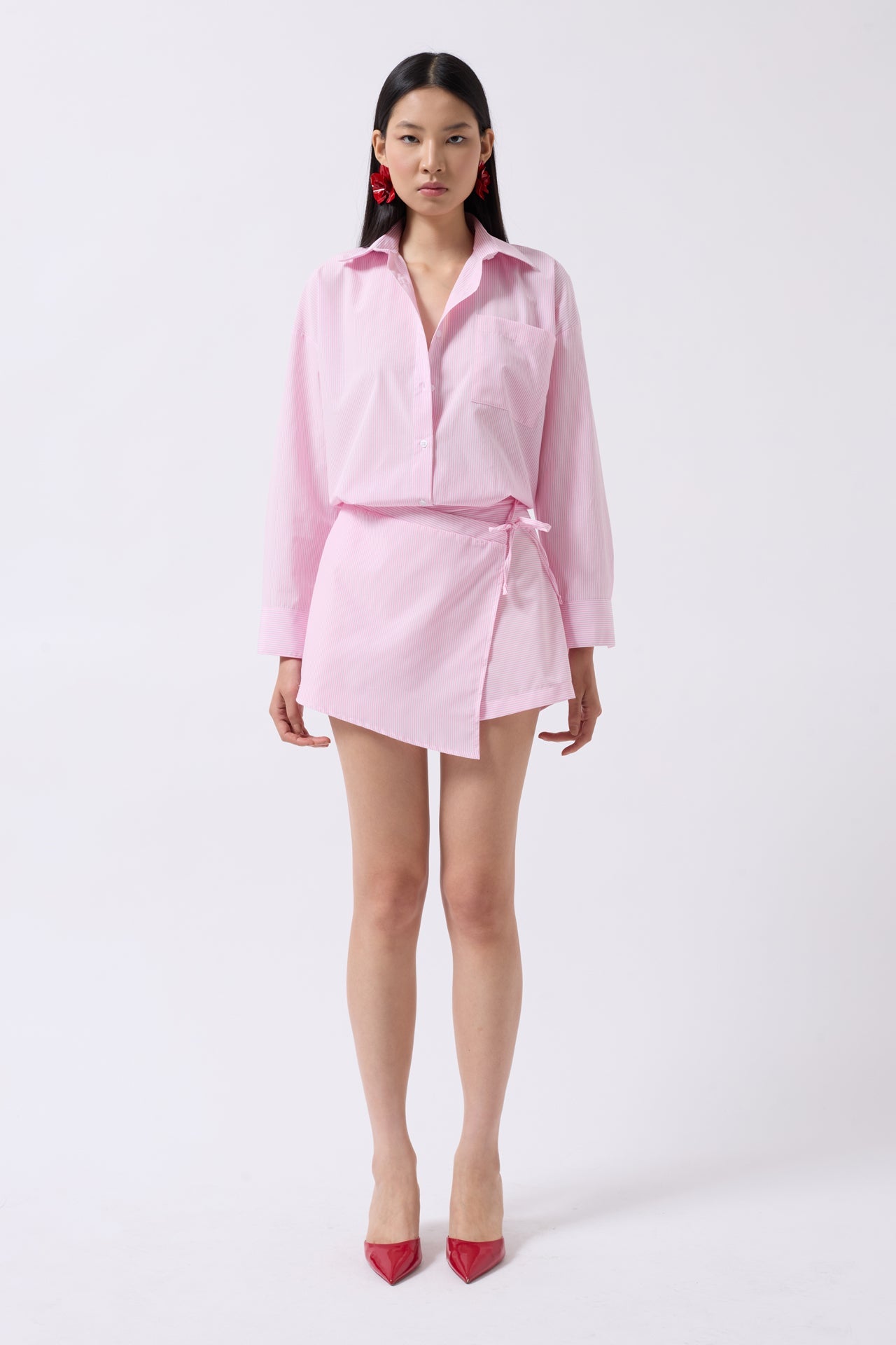 Tie Detail Pink Skirt