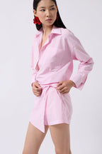 Tie Detail Pink Skirt