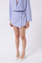 Tie Detail Navy Skirt