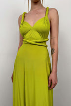 Tie Detail Lime Maxi Dress
