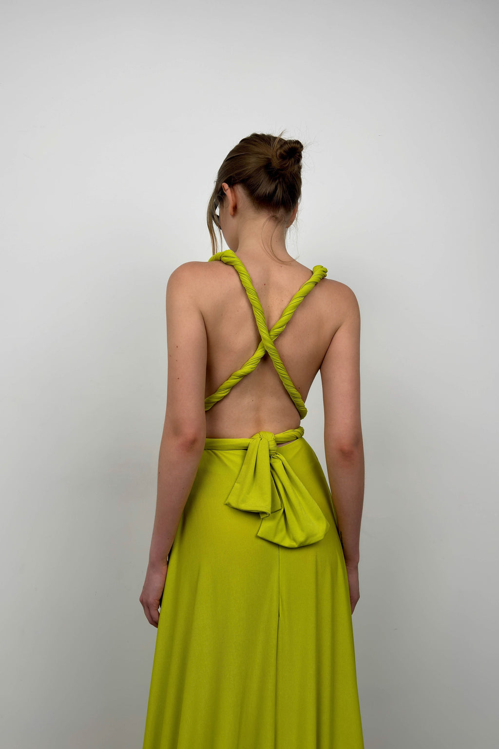 Tie Detail Lime Maxi Dress