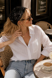 Tie Detail Sequin Knit Black Headband