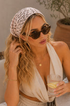 Tie Detail Sequined Knit Beige Headband