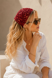 Tied Detail Sequin Knit Red Headband