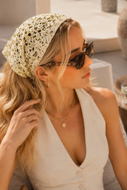 Tie-detail Sequin Knitted Ecru Hair Band