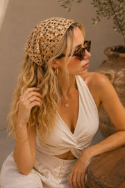 Tie-Detail Sequin Knit Mink Headband