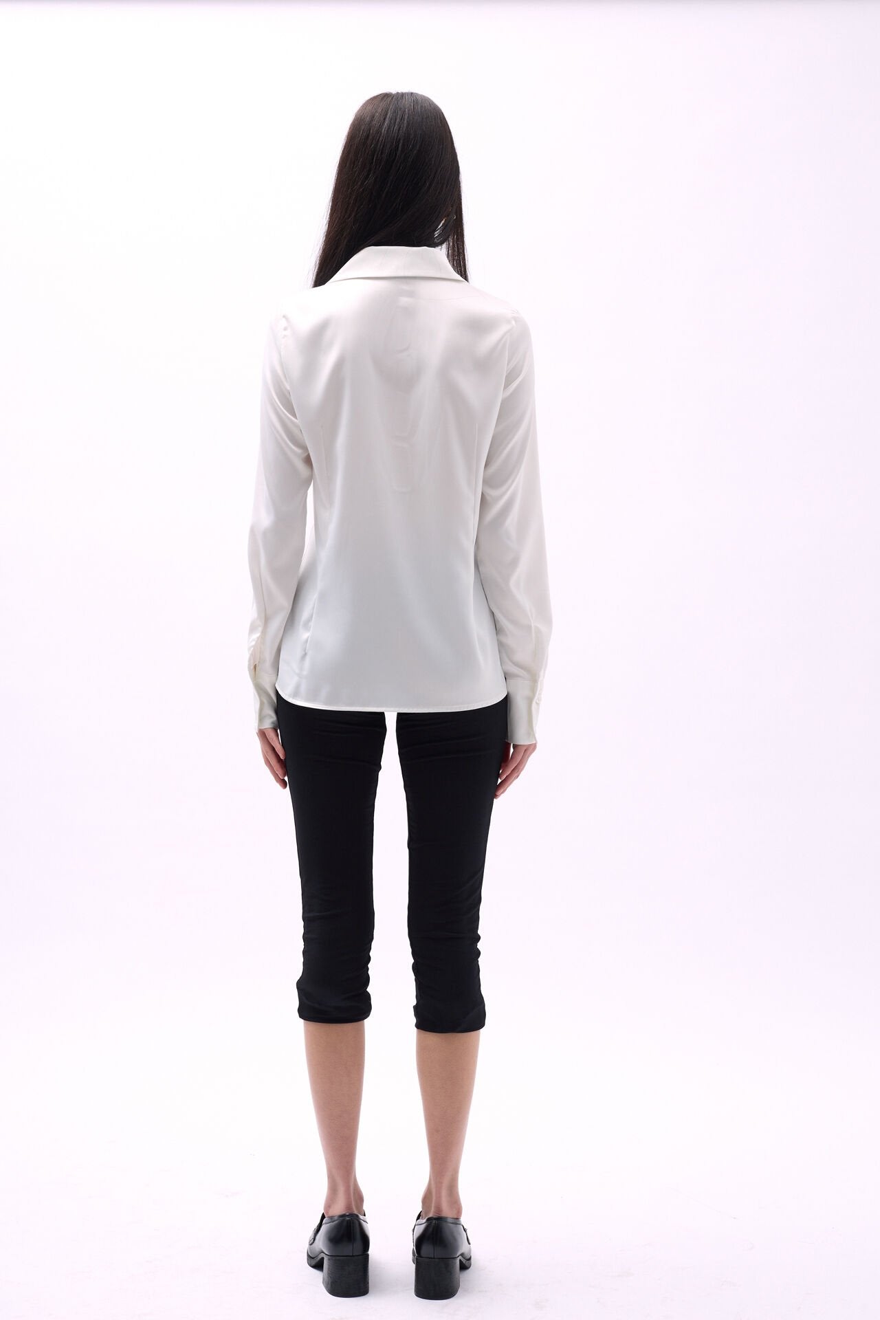 Tie Detail Satin White Shirt