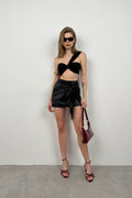 Tie Wrap Black Skirt