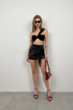Tie Wrap Black Skirt