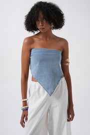 Tied Denim Blue Crop