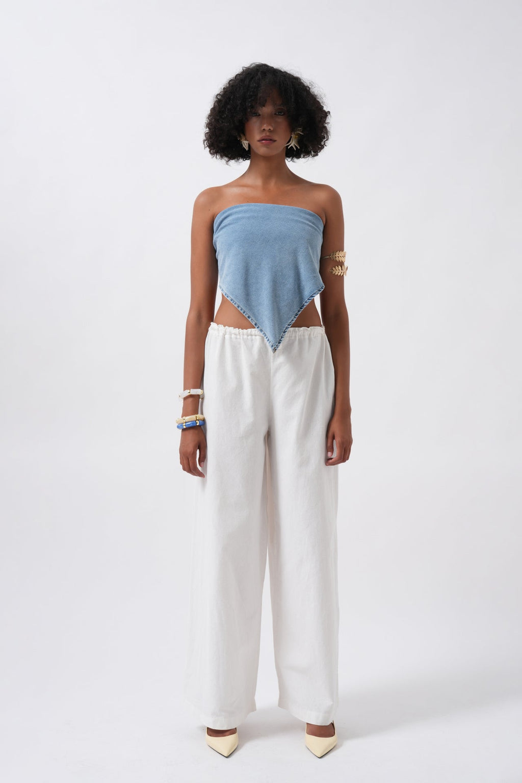 Tie Detail Denim Blue Crop