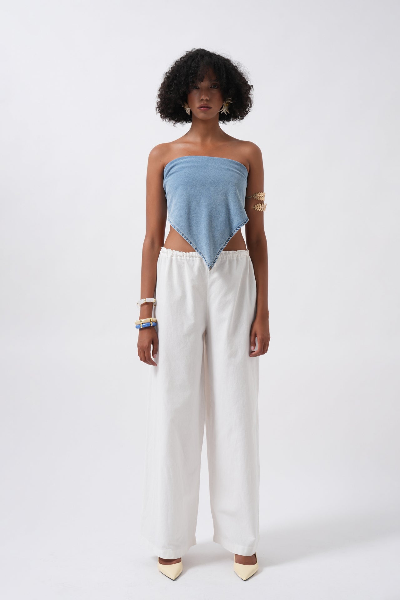 Tie Detail Denim Blue Crop