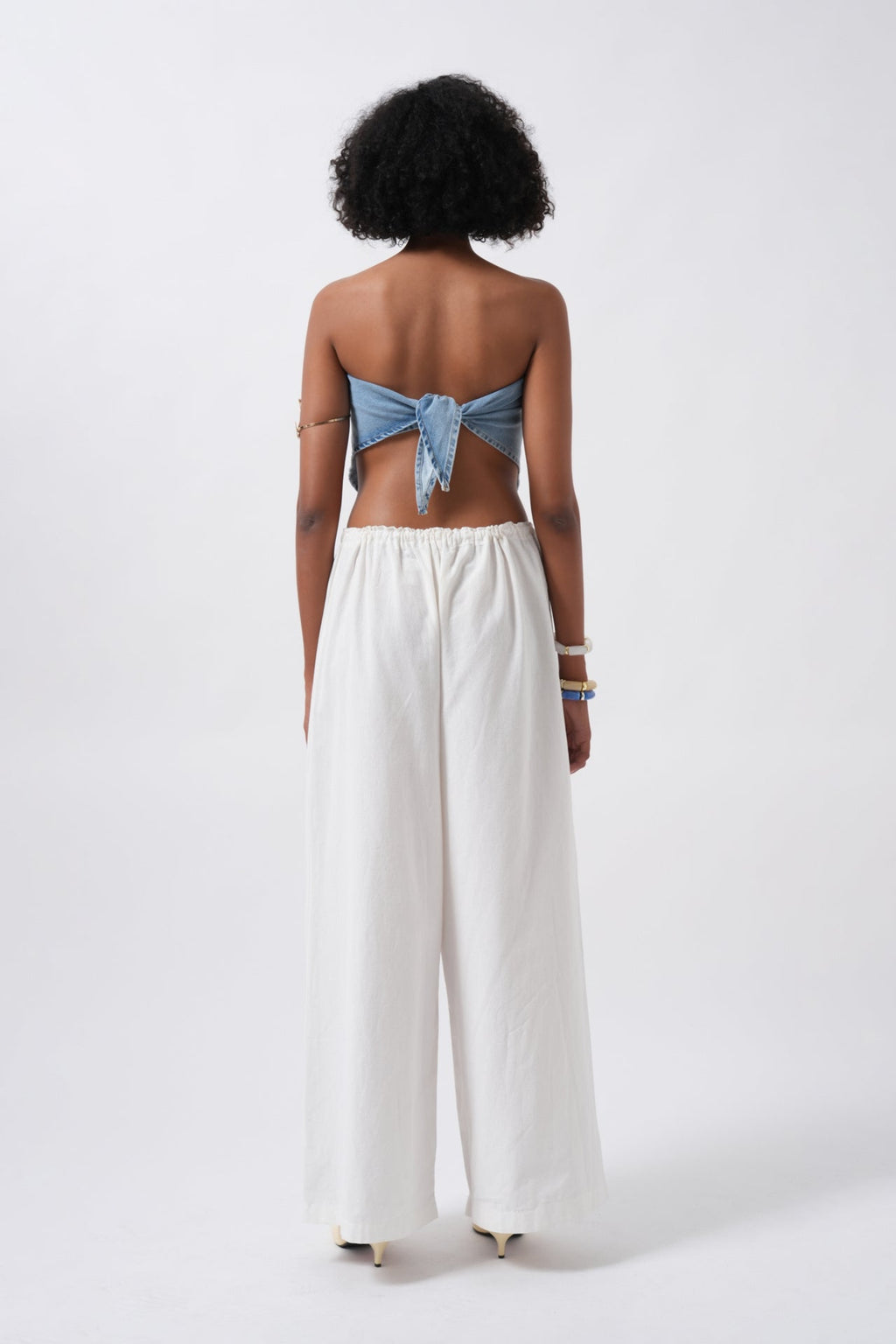 Tie Detail Denim Blue Crop