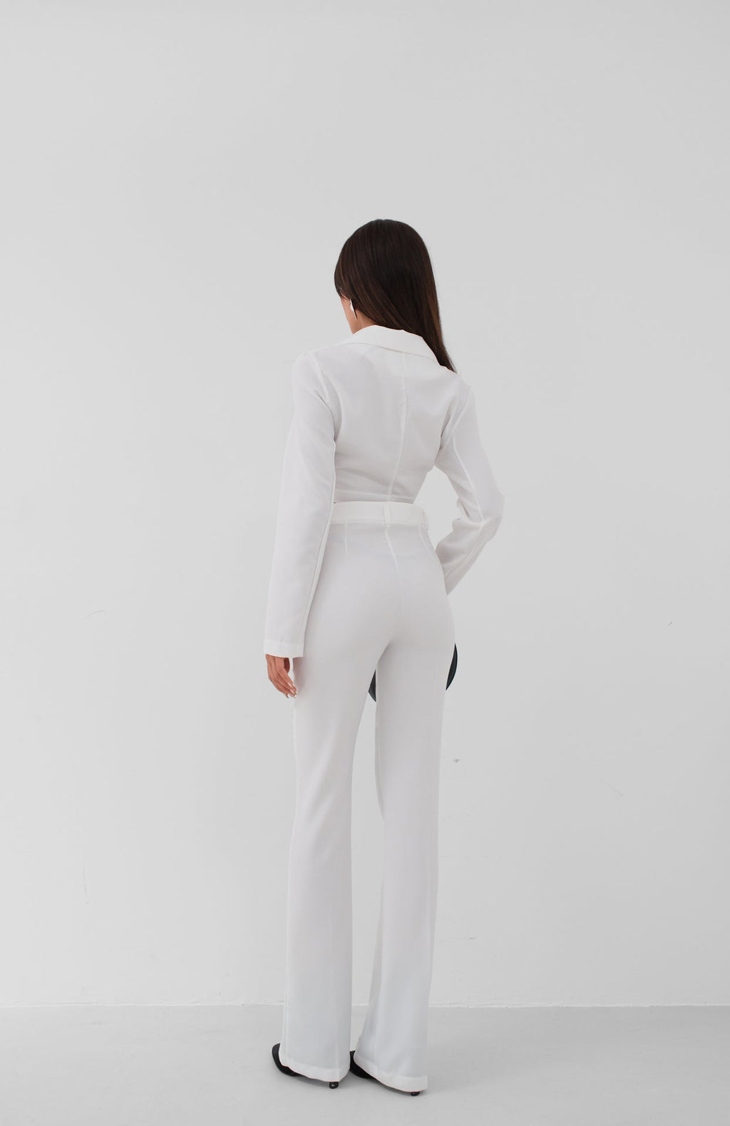 Tie Ecru Crop Jacket Pants Set