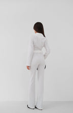 Tie Ecru Crop Jacket Pants Set