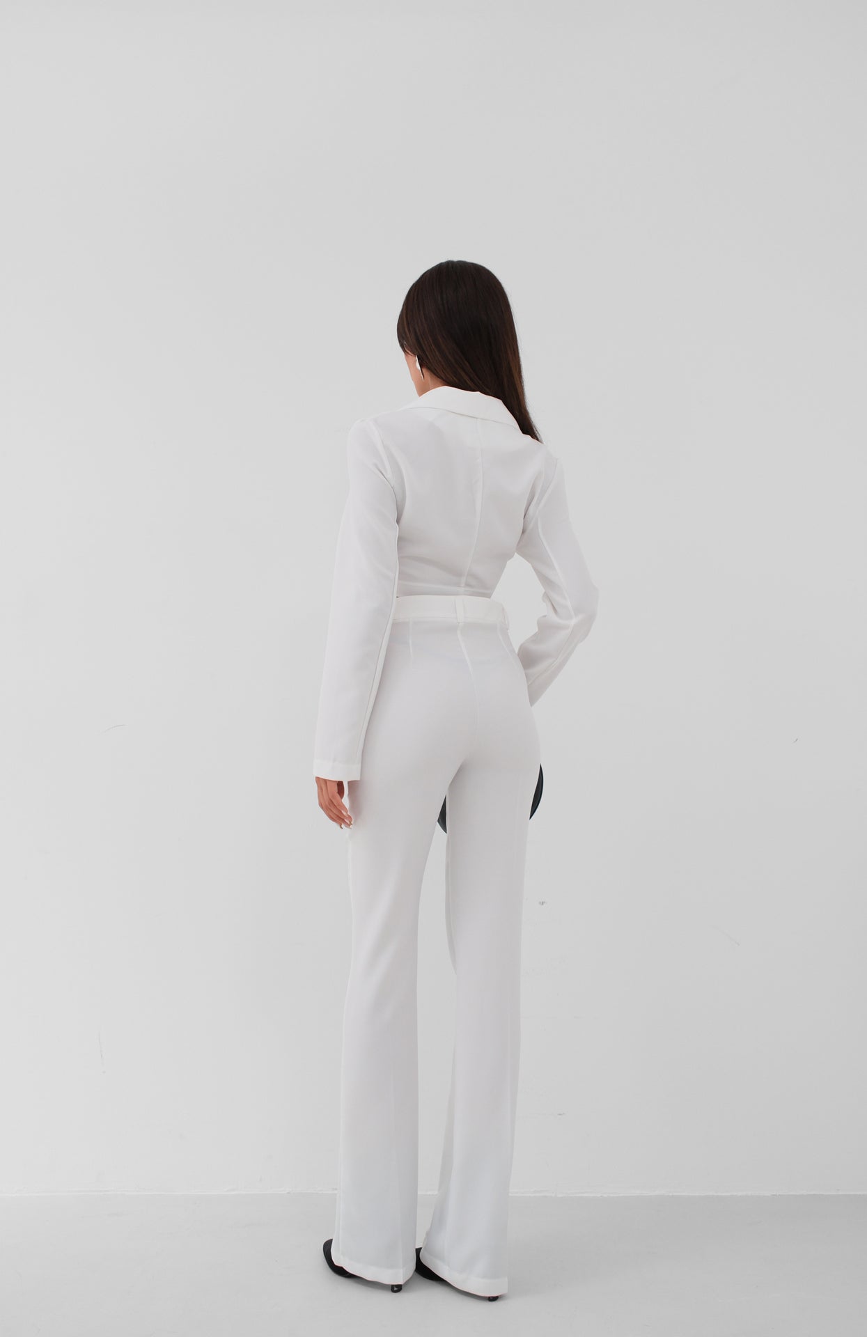 Tie Ecru Crop Jacket Pants Set