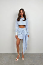 Tie Blue Striped Skirt