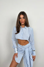 Tie Blue Striped Skirt