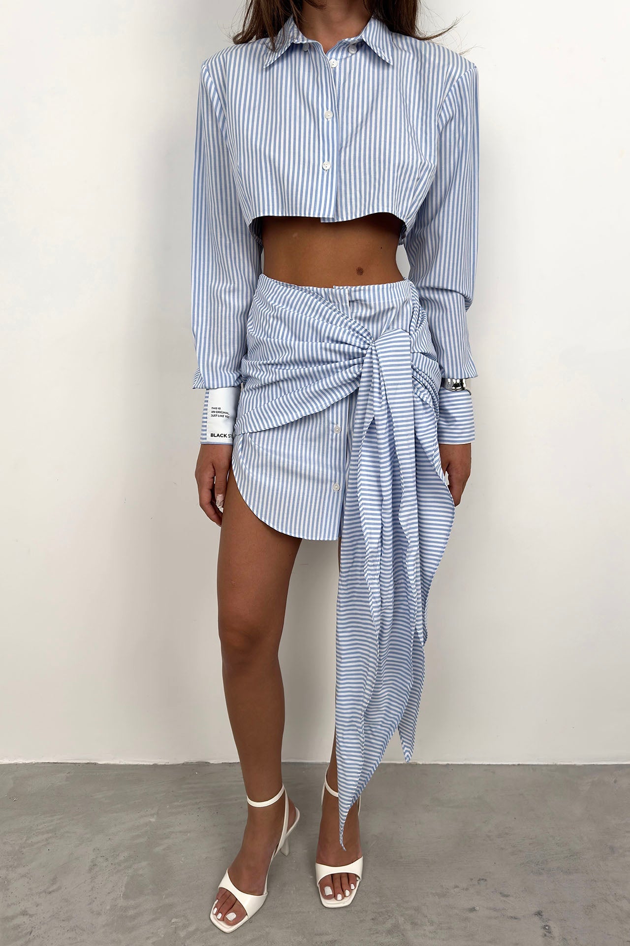 Tie Blue Striped Skirt