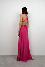 Tie Detail Fuchsia Maxi Dress