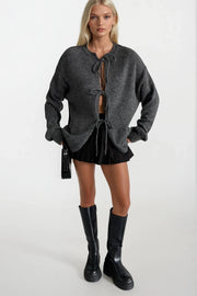Tie-Knit Gray Sweater