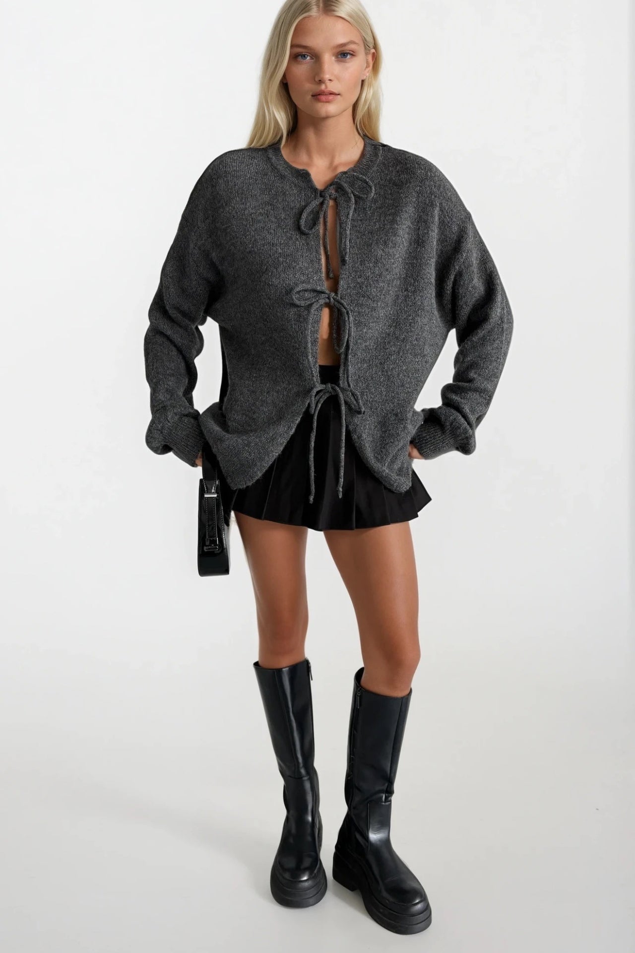 Tie Knit Gray Sweater