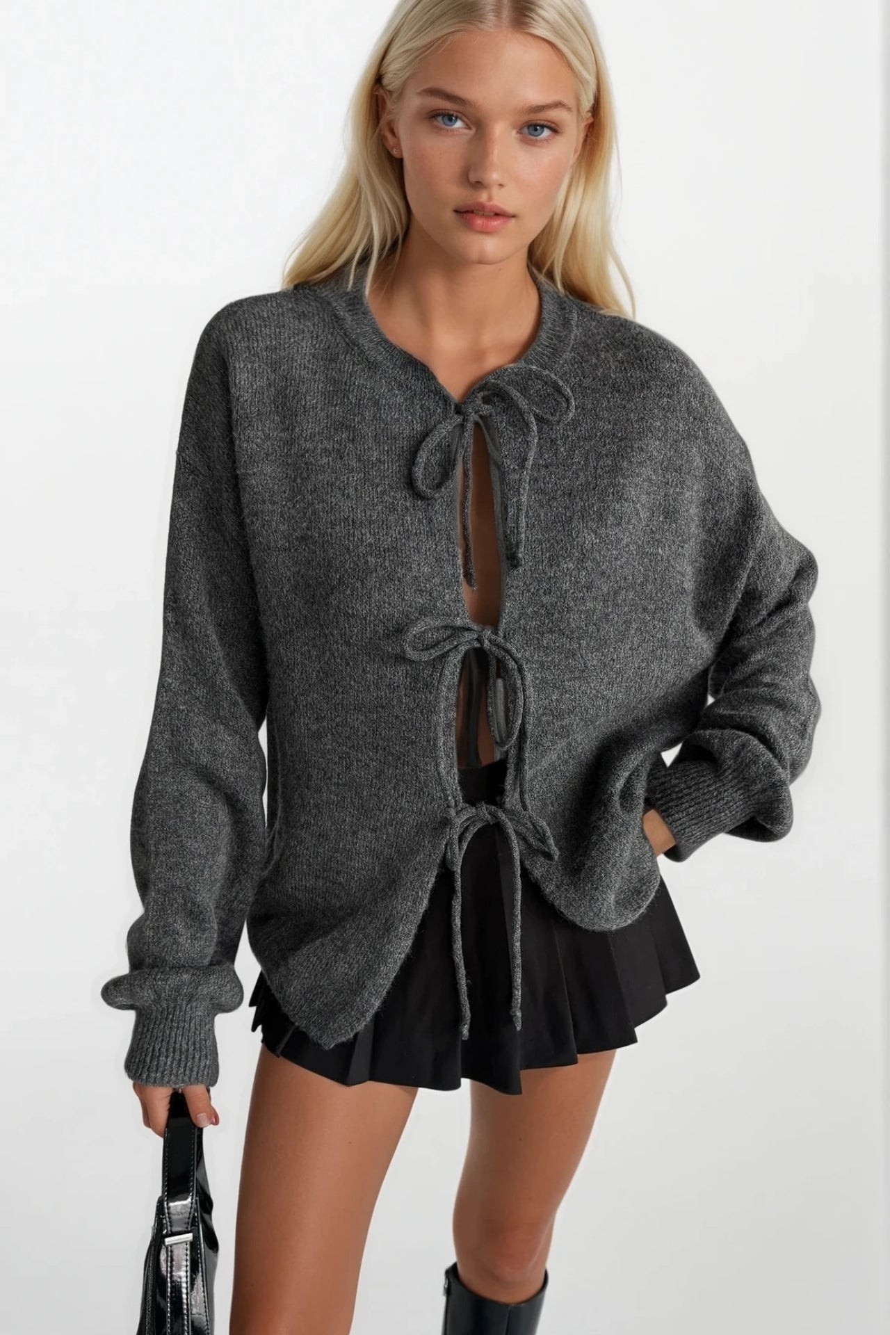 Tie Knit Gray Sweater