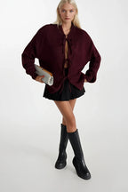 Tie Knit Burgundy Sweater