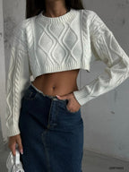 Diamond Pattern Ecru Sweater