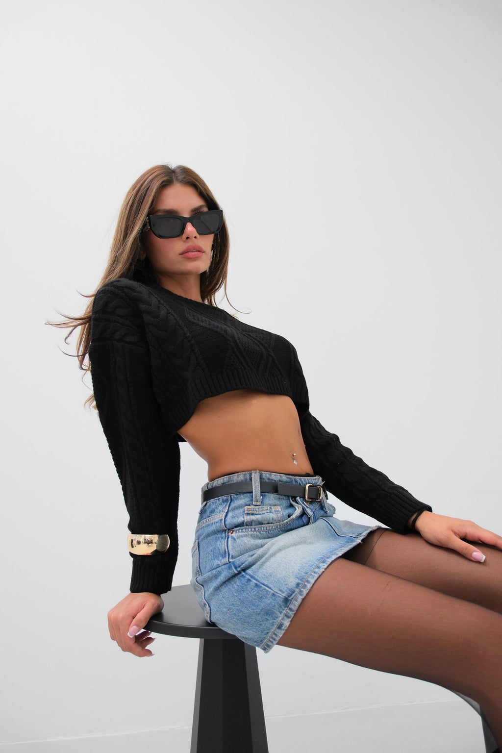Diamond Pattern Black Sweater