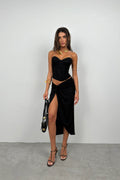 Underwire Lace Black Strapless Blouse