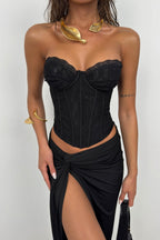 Underwire Lace Black Strapless Blouse