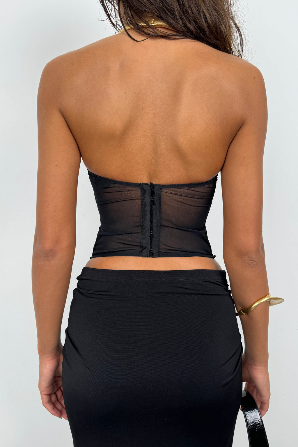 Underwire Lace Black Strapless Blouse