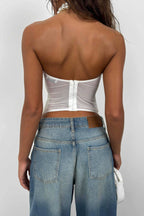Underwire Lace Ecru Strapless Blouse