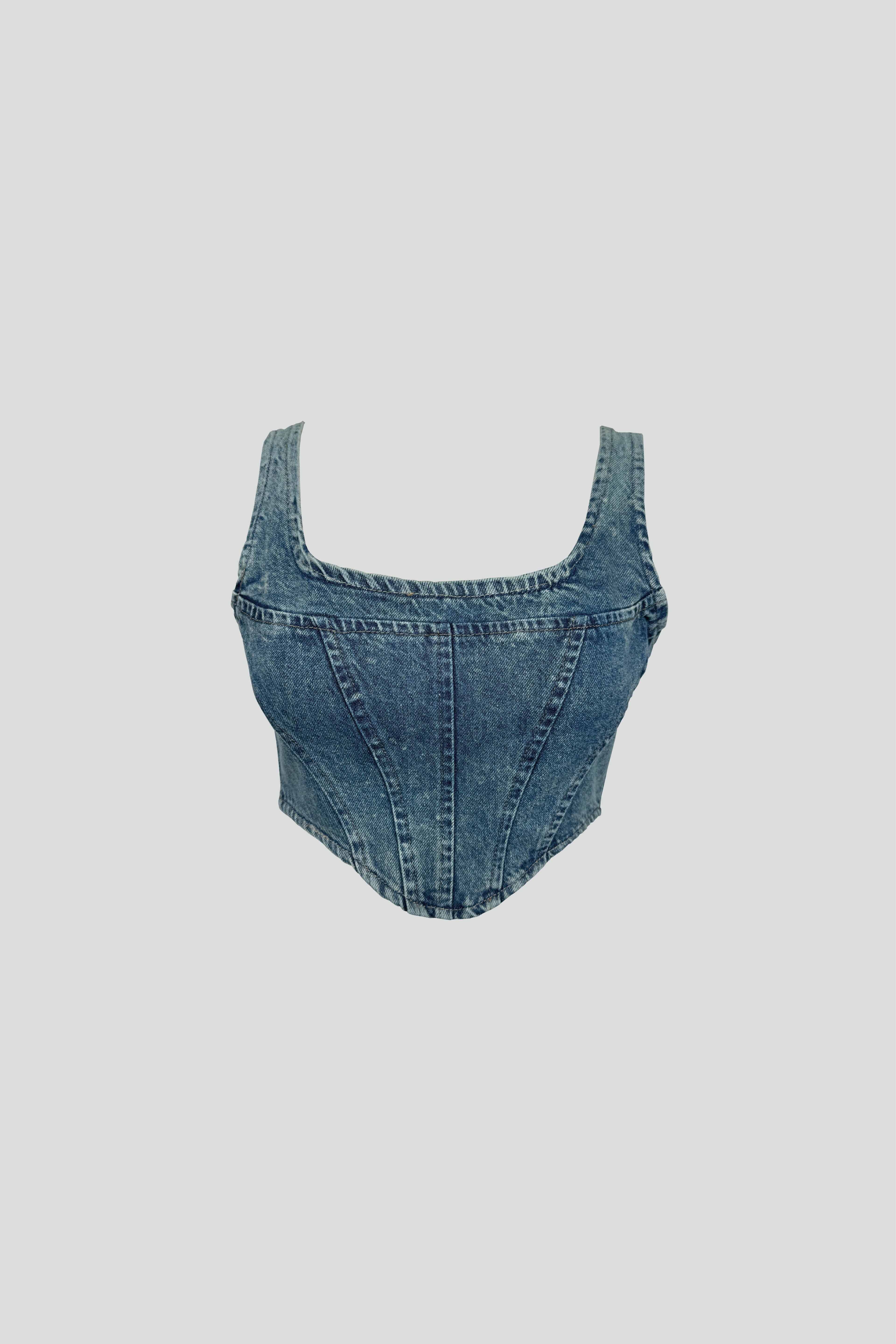 Boned Light Blue Denim Blouse