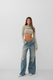 Turtleneck Beige Sweater Crop
