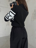 Turtleneck Jacquard Black Sweater
