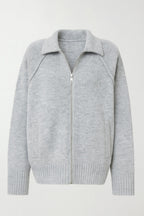 Turtleneck Zipper Detail Gray Sweater