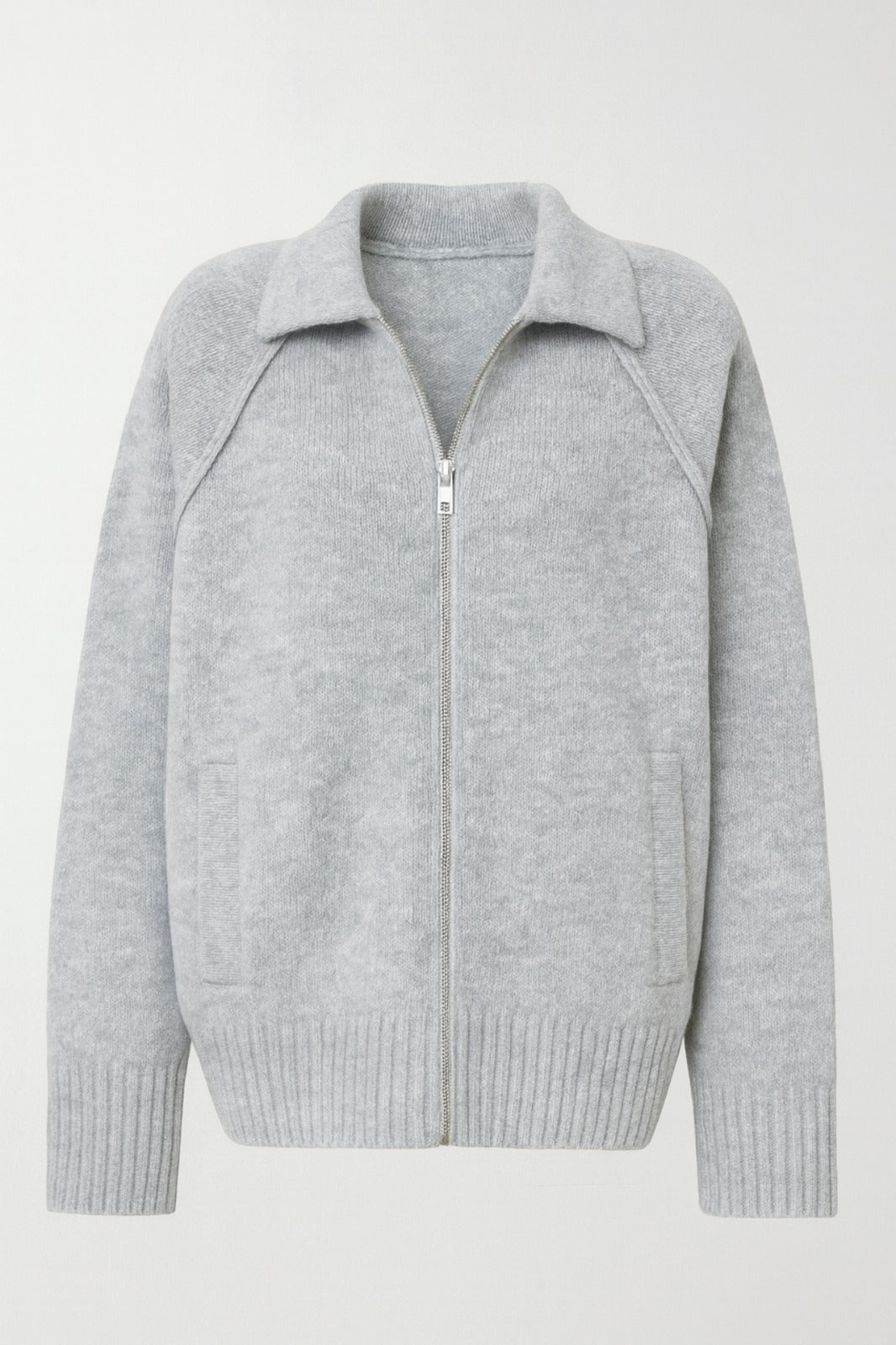 Turtleneck Zipper Detail Gray Sweater