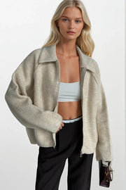 Stone Turtleneck Sweater with Zipper Detail