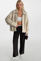Turtleneck Zipper Detail Stone Sweater