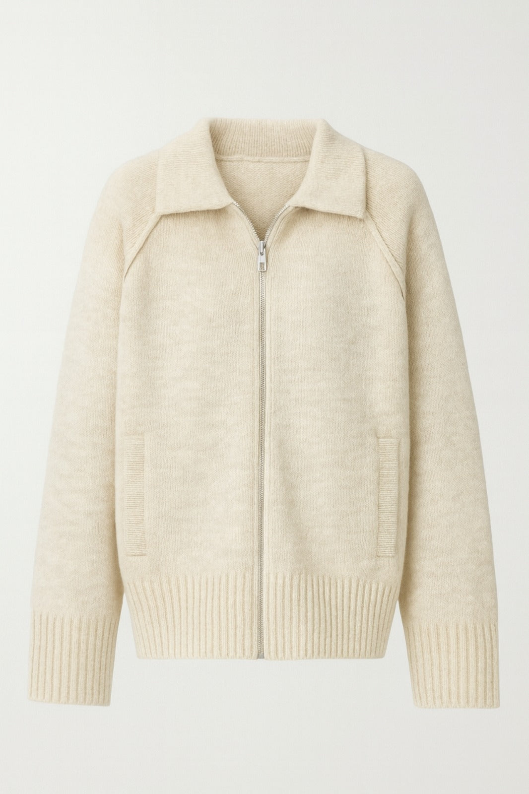Turtleneck Zipper Detail Stone Sweater