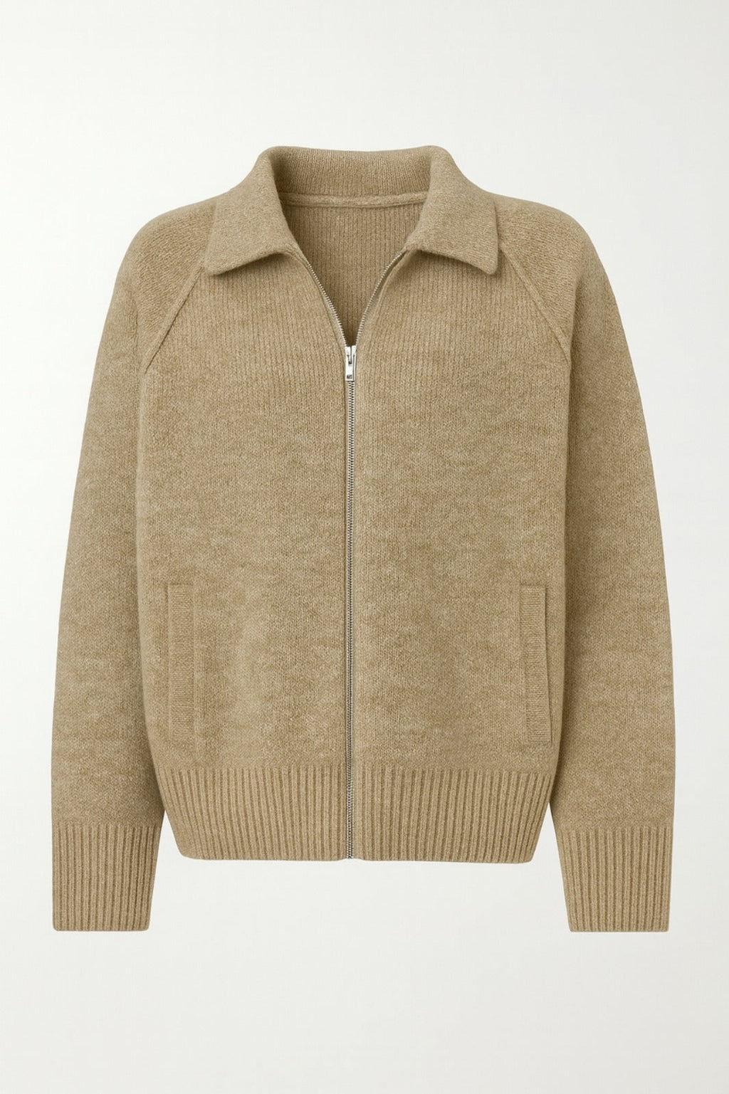Turtleneck Zipper Detail Mink Sweater