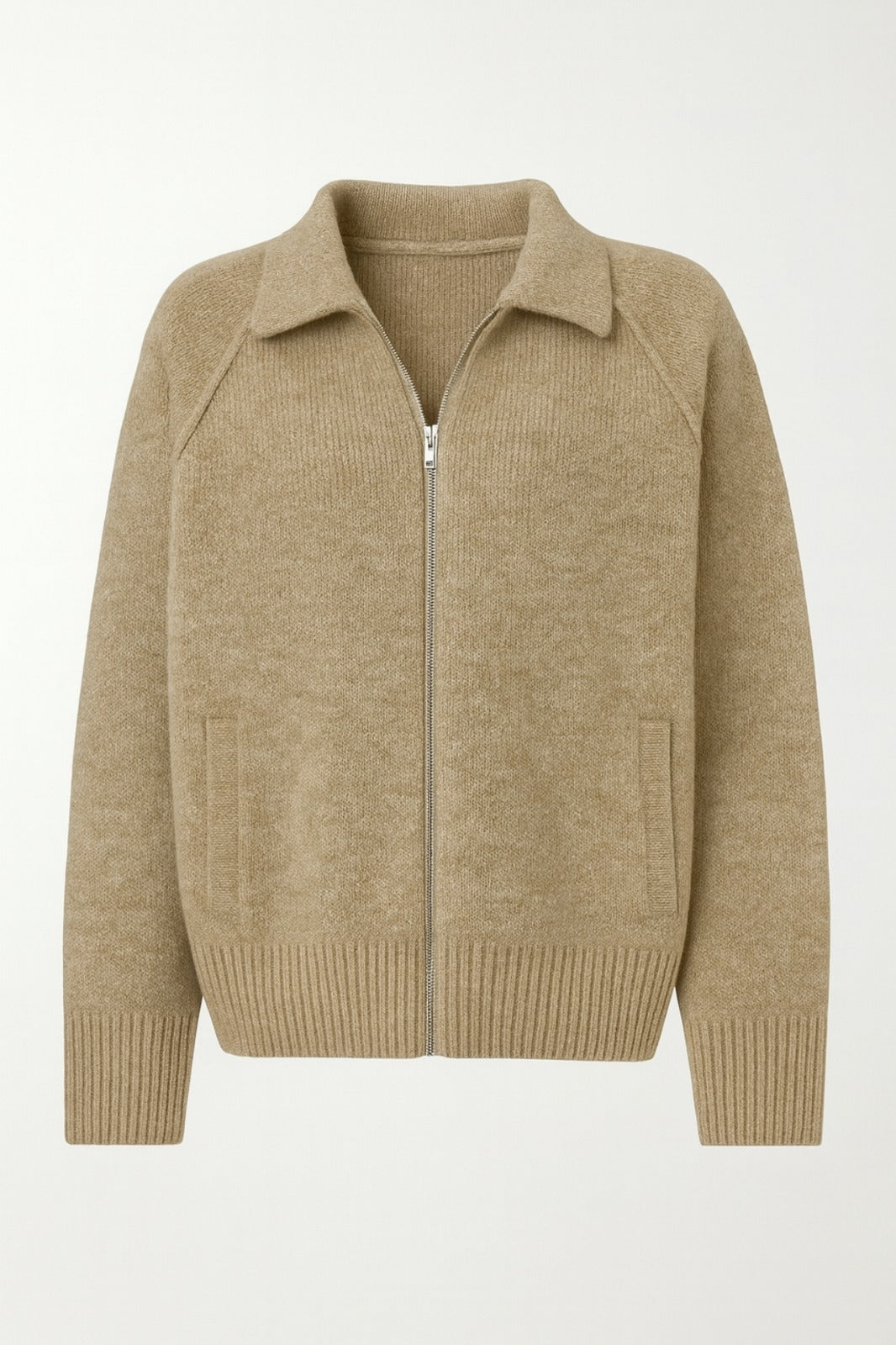 Turtleneck Zipper Detail Mink Sweater