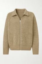 Turtleneck Zipper Detail Mink Sweater