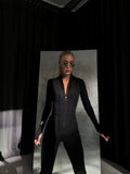 Turtleneck Zippered Black Jumpsuit