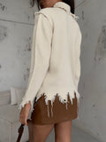 Turtleneck Laser Detail Beige Sweater
