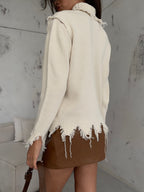 Turtleneck Laser Detail Beige Sweater